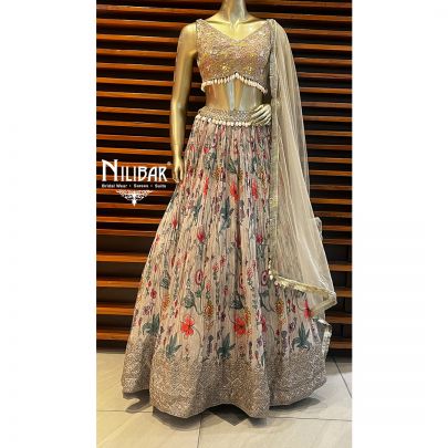 Fog Gray Silk Casual Lehenga
