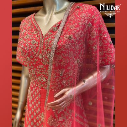 Tomato Red Silk Anarkali