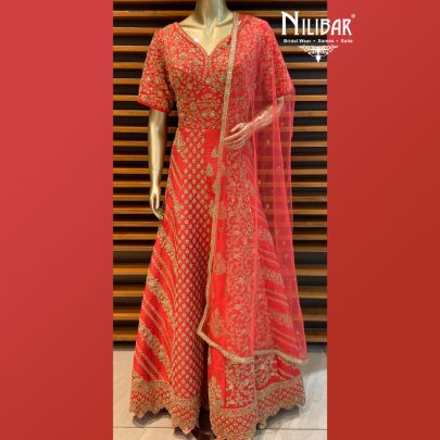 Tomato Red Silk Anarkali