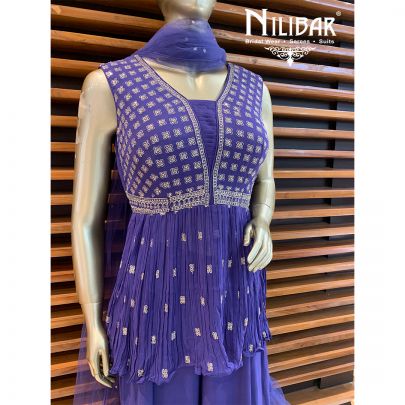 Mauve Georgette Peplum Suit