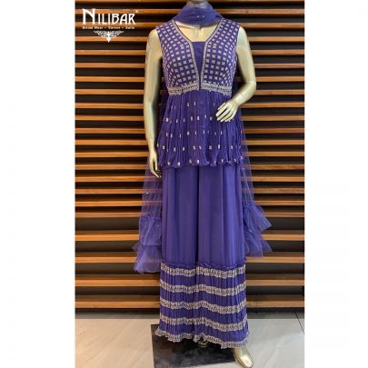Mauve Georgette Peplum Suit