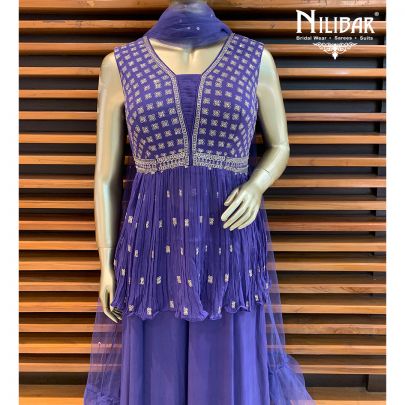 Mauve Georgette Peplum Suit
