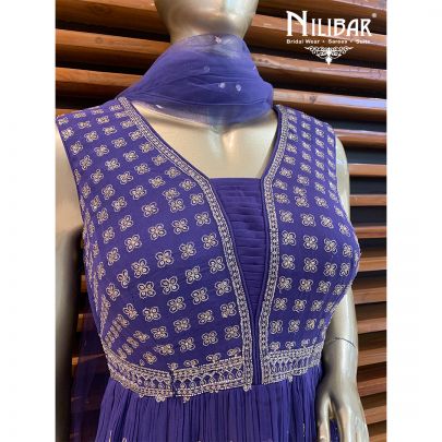 Mauve Georgette Peplum Suit