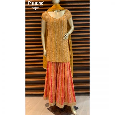 Mustard Georgette Sharara Suit
