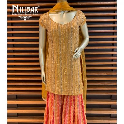 Mustard Georgette Sharara Suit