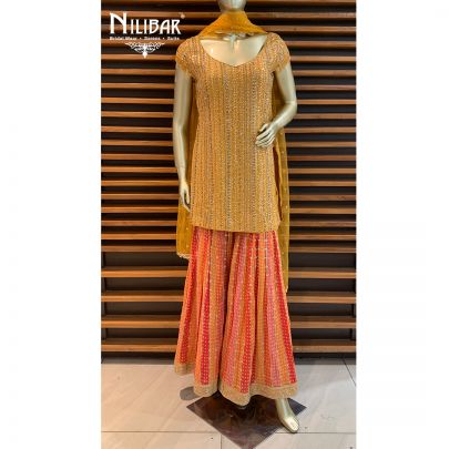 Mustard Georgette Sharara Suit
