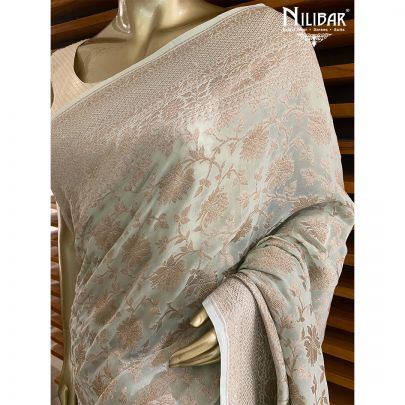 Powder Blue Georgette Banarasi Saree