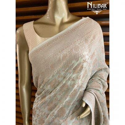 Powder Blue Georgette Banarasi Saree