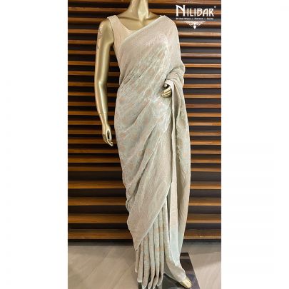 Powder Blue Georgette Banarasi Saree