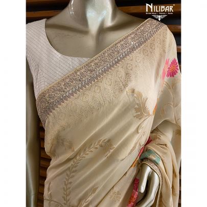 Beige Georgette Banarasi Saree