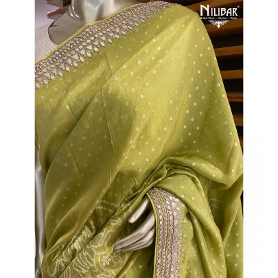 Apple Green Georgette Bandhani Saree