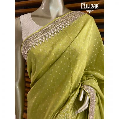 Apple Green Georgette Bandhani Saree