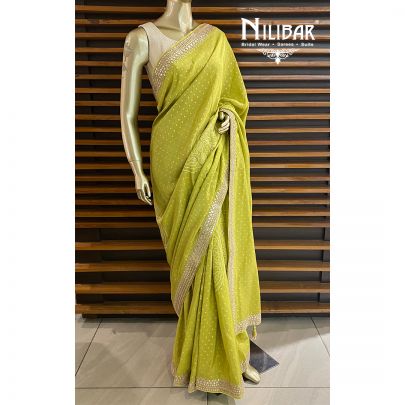 Apple Green Georgette Bandhani Saree