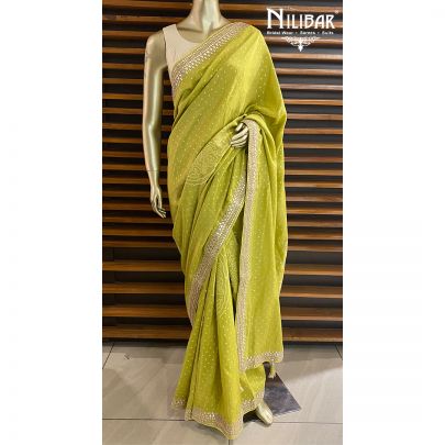 Apple Green Georgette Bandhani Saree