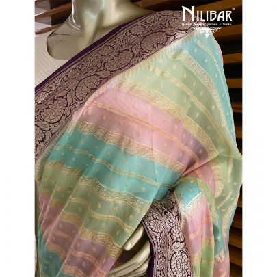 Multicolored Georgette Banarasi Saree