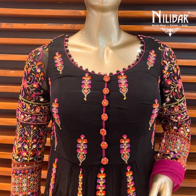 ebony Black Georgette Palazzo Suit