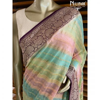 Multicolored Georgette Banarasi Saree