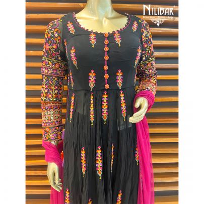 ebony Black Georgette Palazzo Suit
