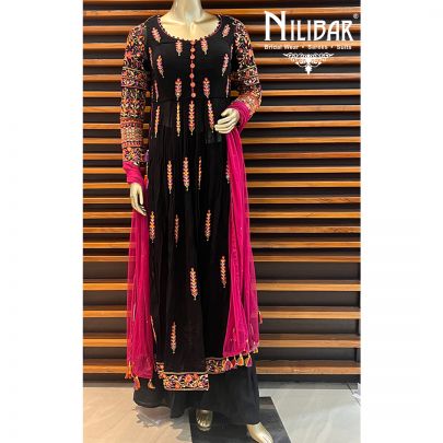 ebony Black Georgette Palazzo Suit