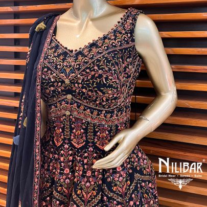 Metal Black Georgette Lehenga