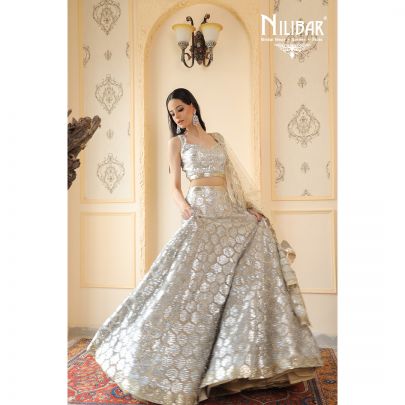 Beige Net Embroided Lehenga