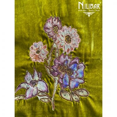 Olive Green Velvet Unstitched Suit 