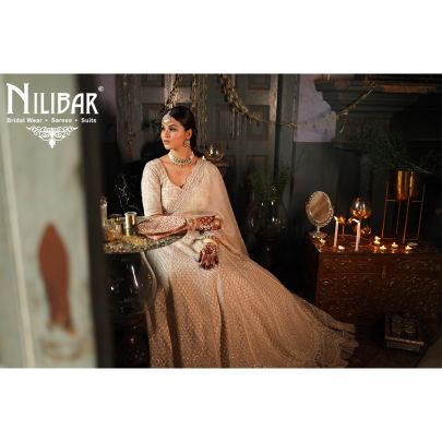 Cream Net Heavy Lehenga