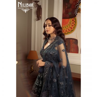 Peacock Velvet Bridal Lehenga