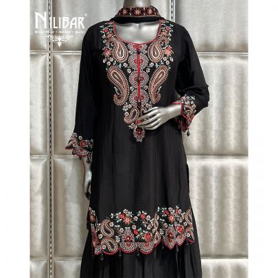 Black Chinon Flared Palazzo