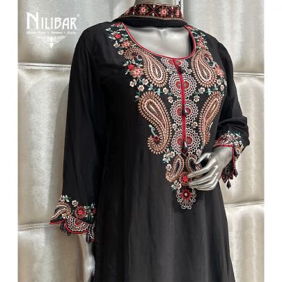 Black Chinon Flared Palazzo