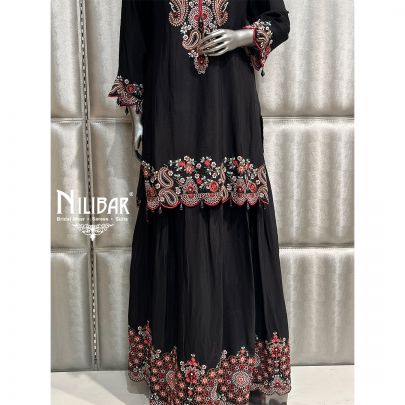 Black Chinon Flared Palazzo