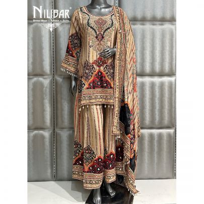 Light Beige Crepe Palazzo Suit