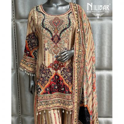 Light Beige Crepe Palazzo Suit