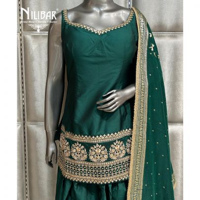 Bottle Green Silk Salwar Suit