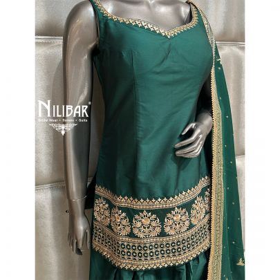 Bottle Green Silk Salwar Suit