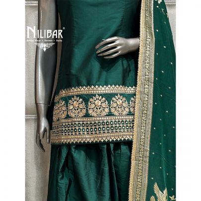 Bottle Green Silk Salwar Suit