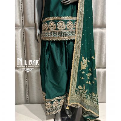 Bottle Green Silk Salwar Suit