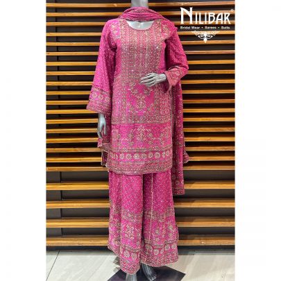Purple Pink Crepe Palazzo Suit