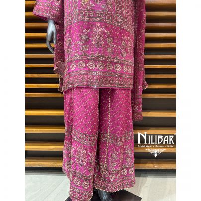 Purple Pink Crepe Palazzo Suit