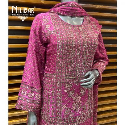 Purple Pink Crepe Palazzo Suit