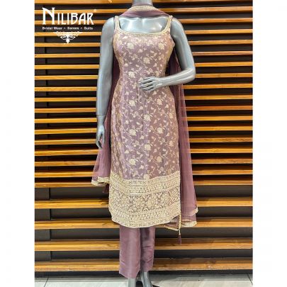 Heather Purple Lamé Silk Pant Suit