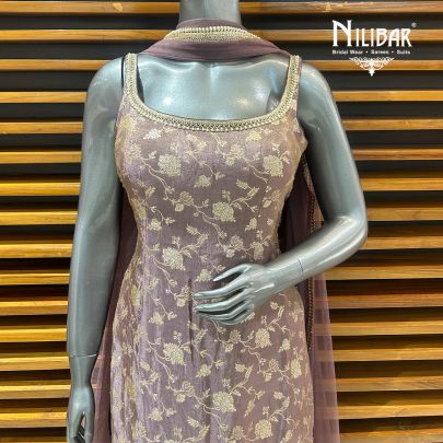 Heather Purple Lamé Silk Pant Suit