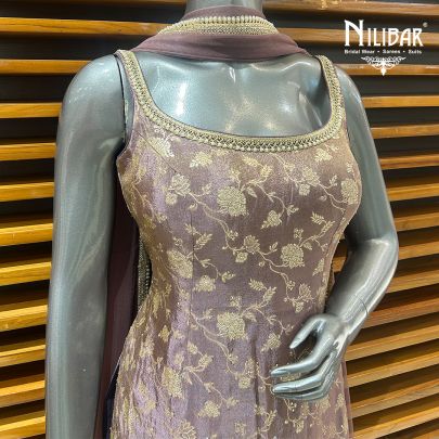 Heather Purple Lamé Silk Pant Suit