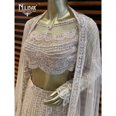 Antique Beige Net Lehenga
