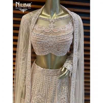 Antique Beige Net Lehenga