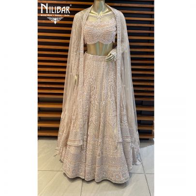 Antique Beige Net Lehenga