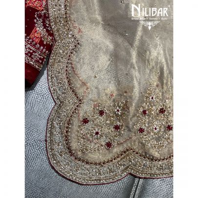 Blood Organza Unstitched Suit