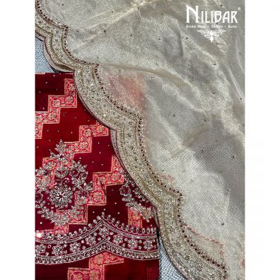 Blood Organza Unstitched Suit