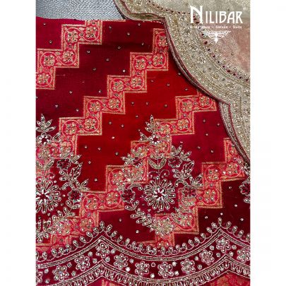 Blood Organza Unstitched Suit