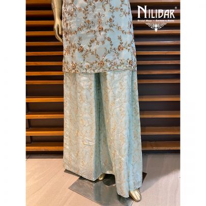 Powder Silk Palazzos Suit Set